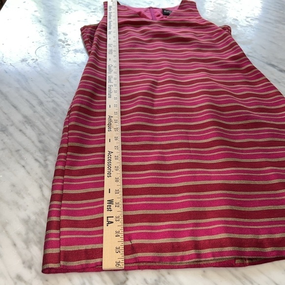 RUSSELL KEMP Striped V-Neck Sheath Dress in Raspberry & Red, Size 6P - Picture 6 of 6